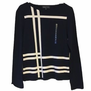 Jones New York Signature Sweater Blue and White Medium